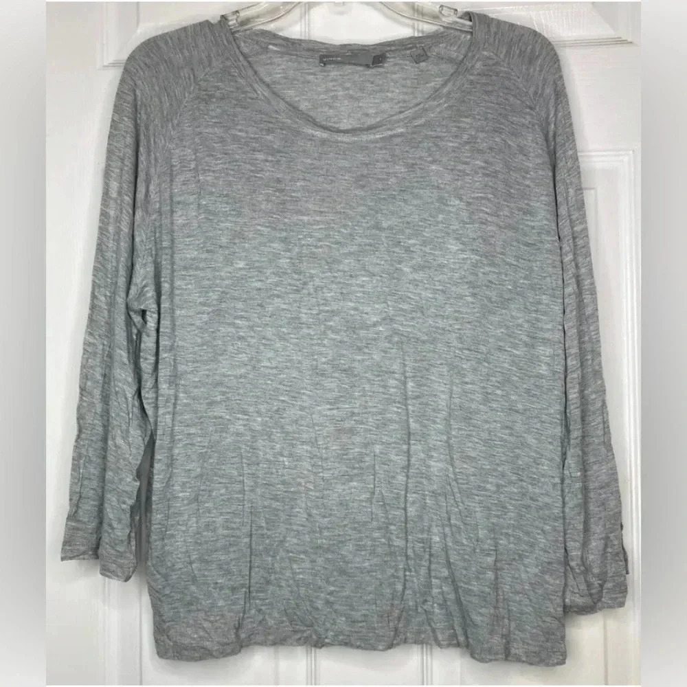 Woman VINCE Gray Viscose L/s Basic T-shirt Top Sz Medium Casual